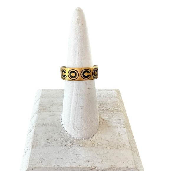 Authentic CHANEL Gold & Black Coco Ring Size 6 - Picture 8 of 9